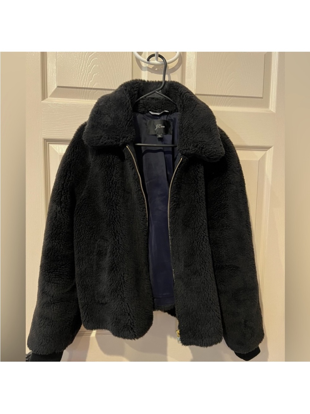 J. Crew Black Faux Shearling Zip Jacket